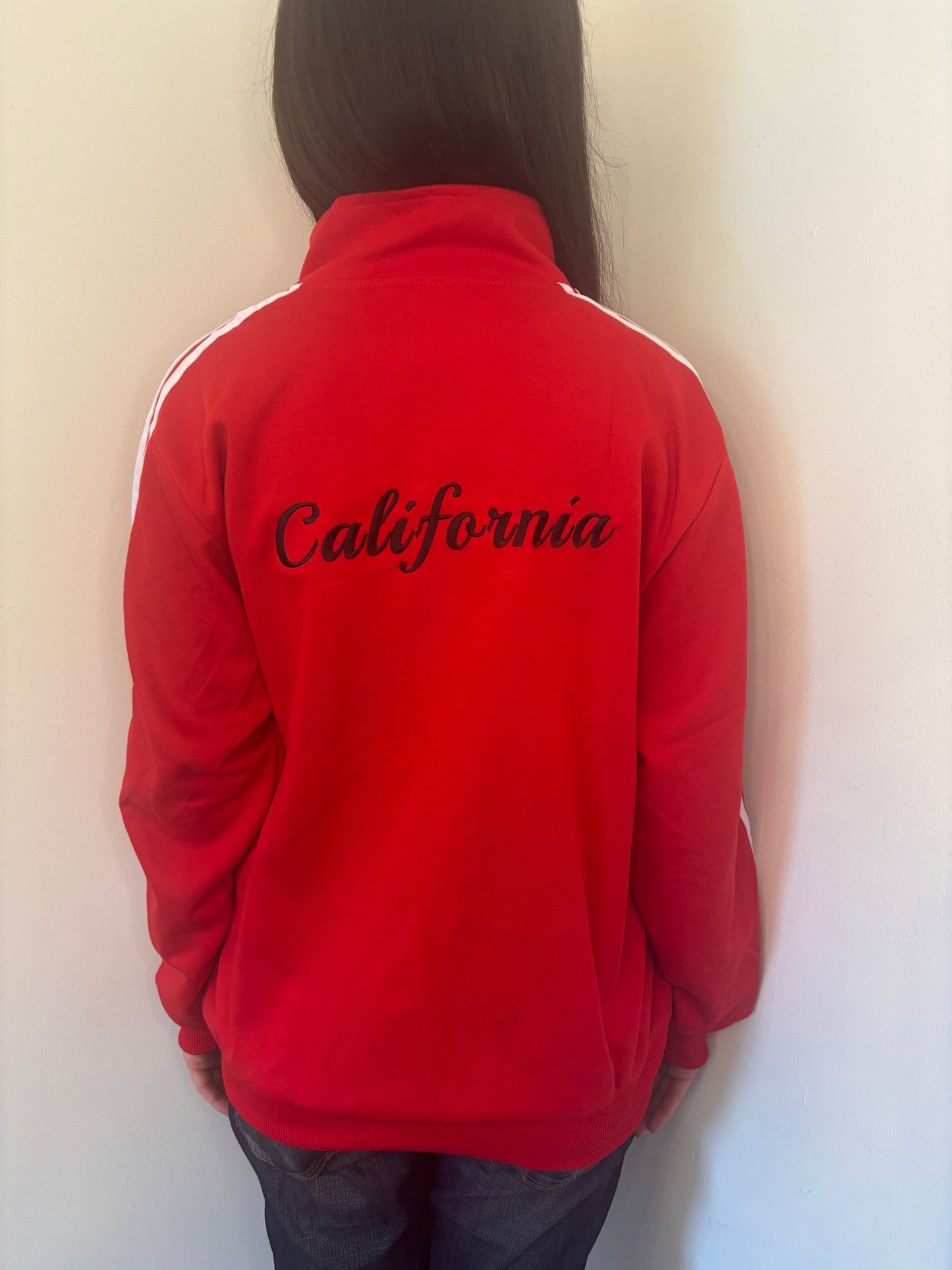 Baby Daddy Momma Drama Black track suit jacket in Red