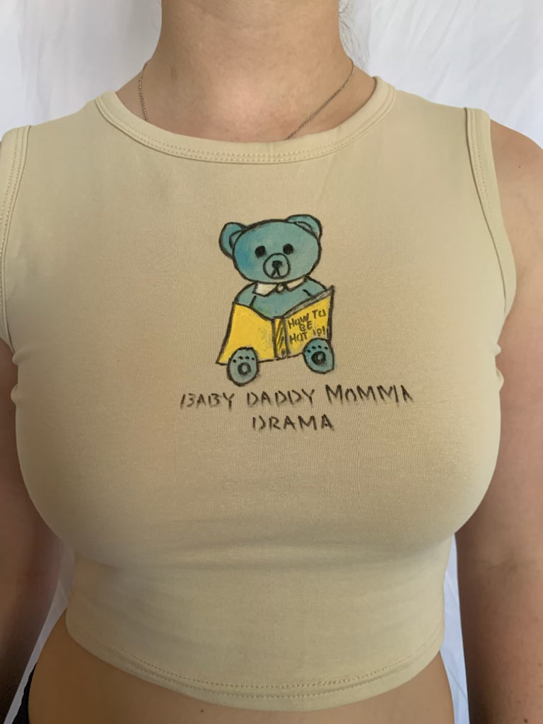 How to be Hot 101 bear Hand Painted Crop Top