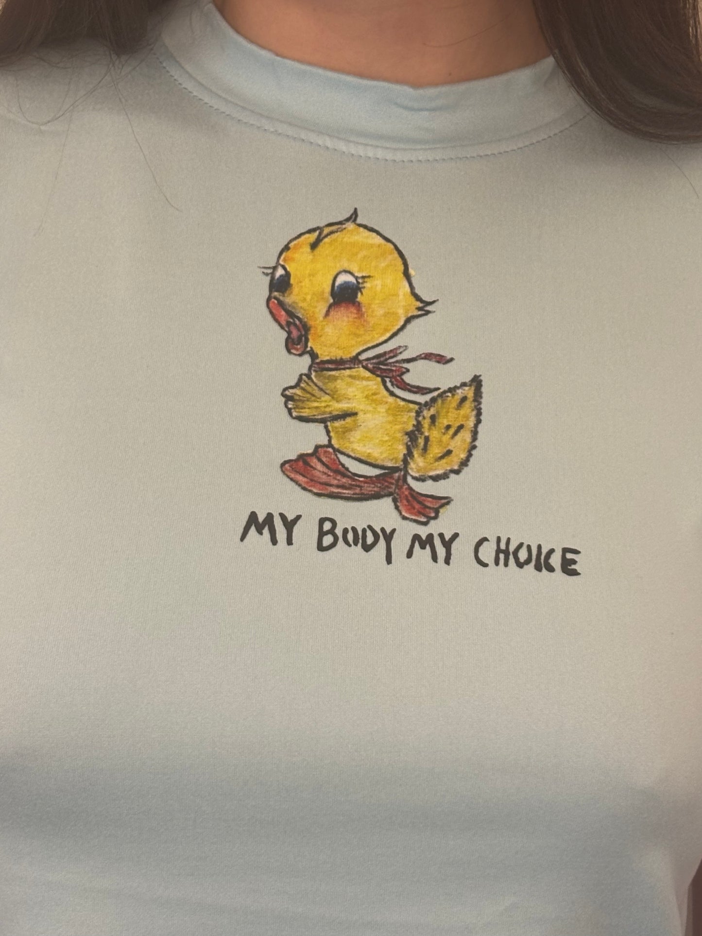 My Body My Choice Baby Blue Crop Top