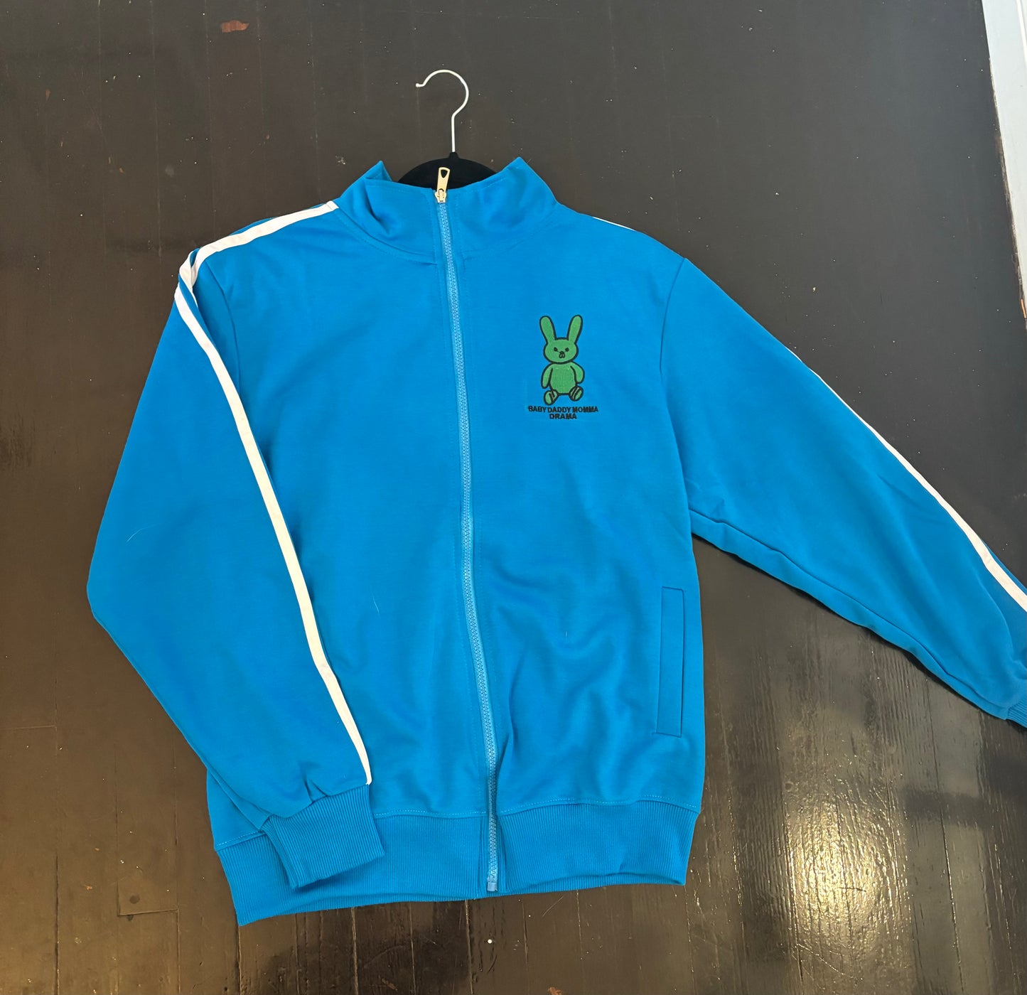 Baby Daddy Momma Drama Black track suit jacket in Blue