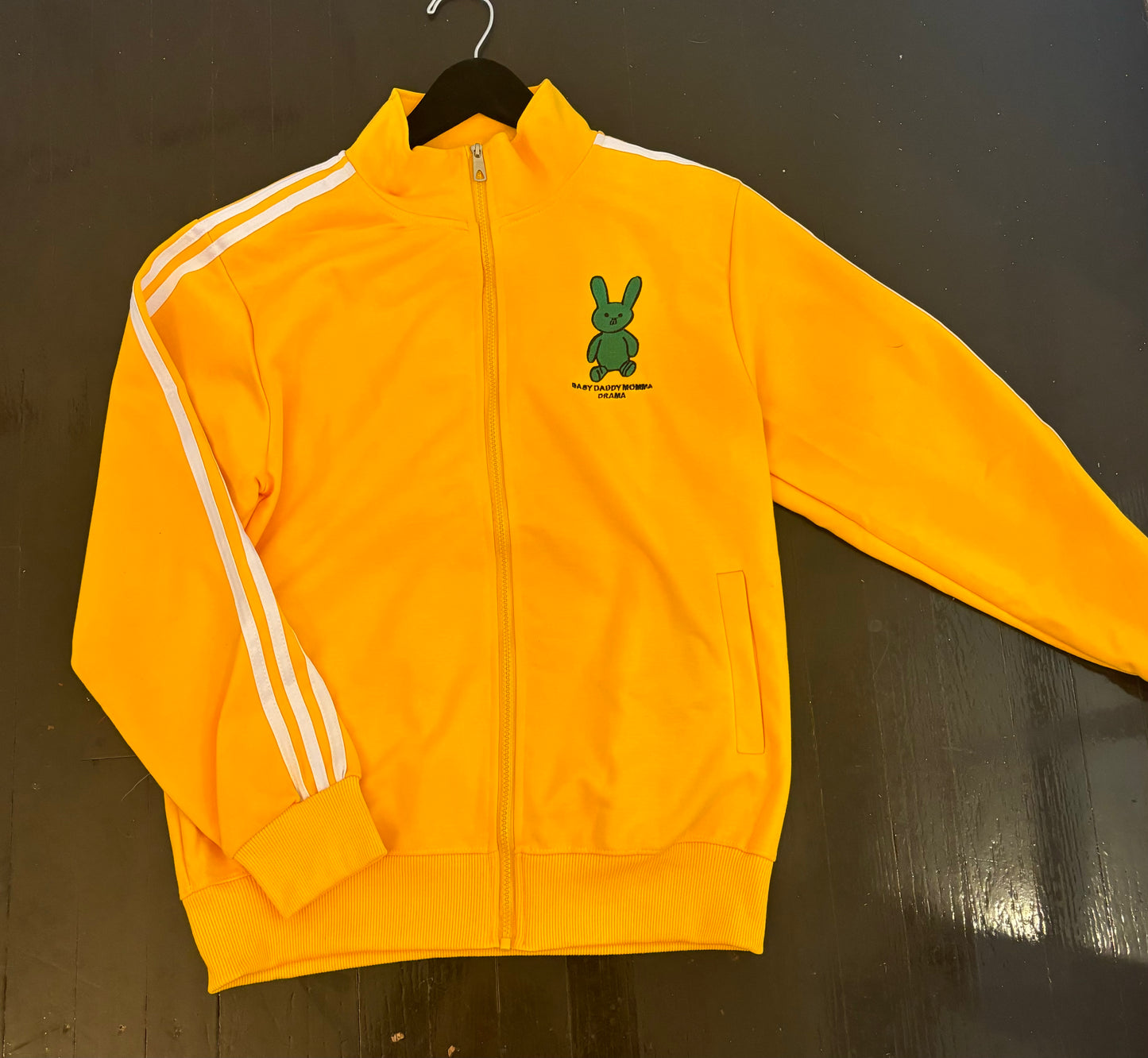 Baby Daddy Momma Drama Black track suit jacket in Yellow