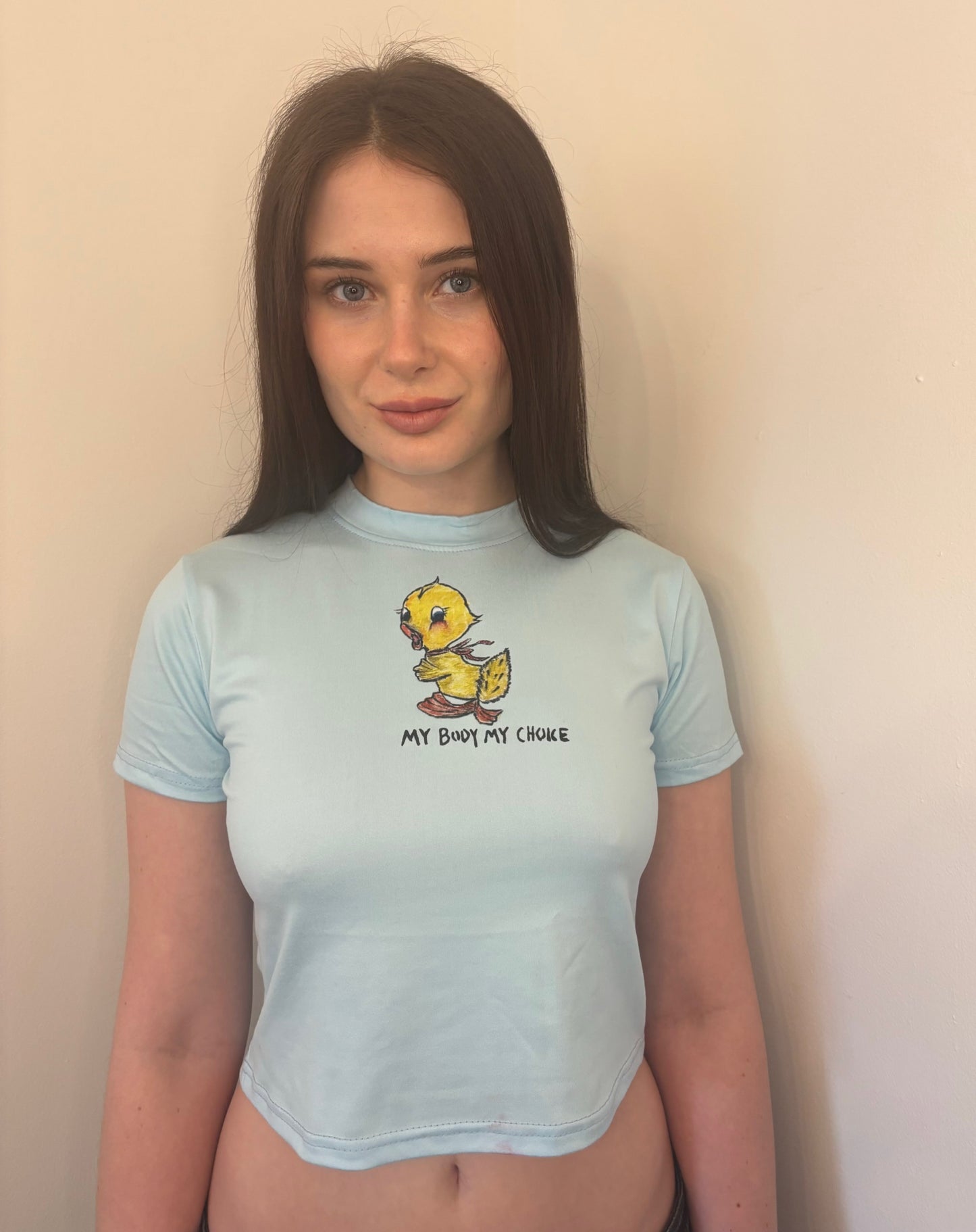 My Body My Choice Baby Blue Crop Top
