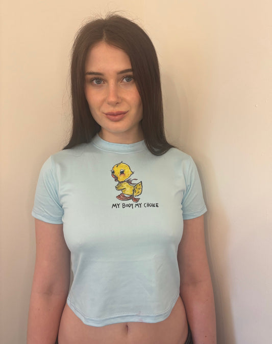 My Body My Choice Baby Blue Crop Top