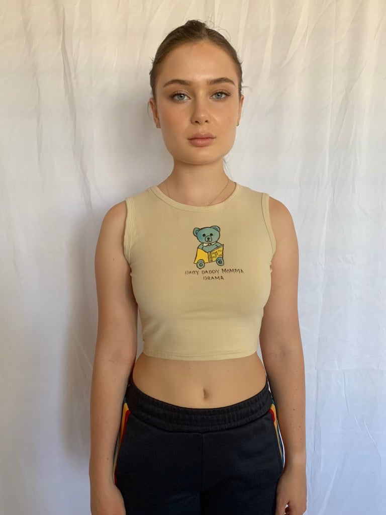 How to be Hot 101 bear Hand Painted Crop Top