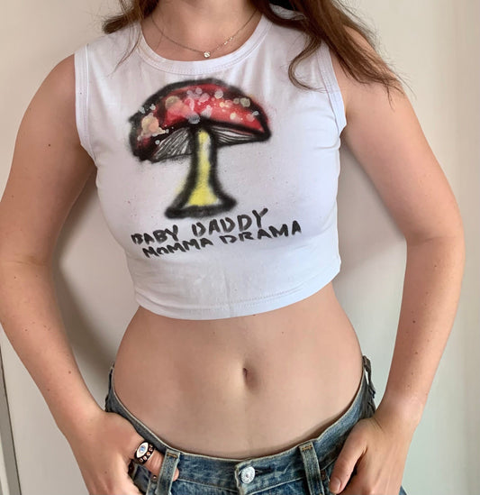Graffiti mushroom Hand Painted Crop Top