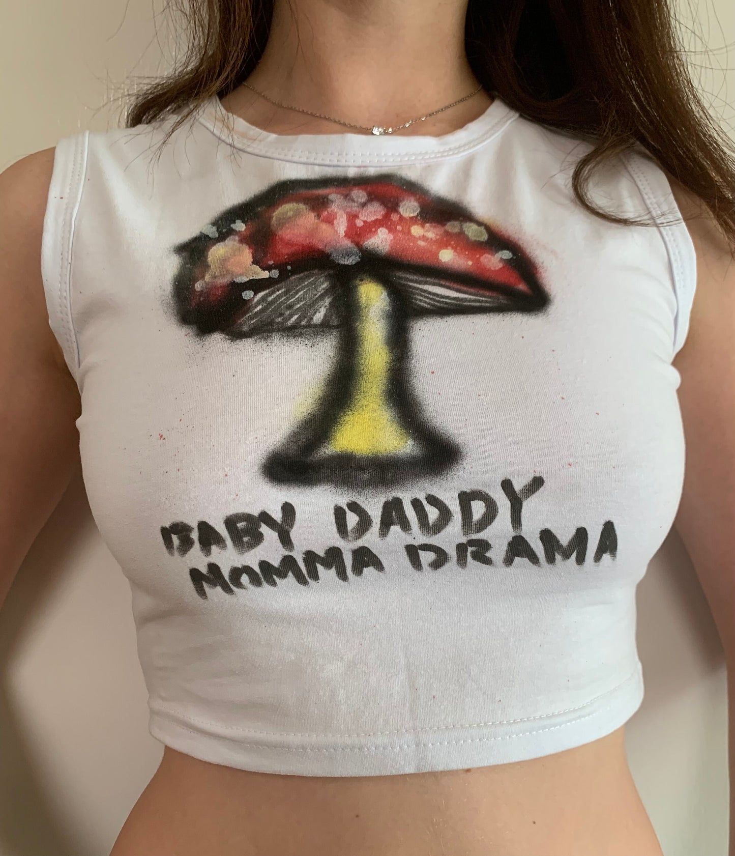 Graffiti mushroom Hand Painted Crop Top