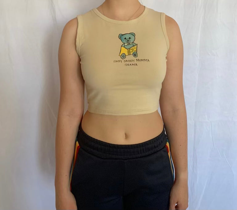How to be Hot 101 bear Hand Painted Crop Top