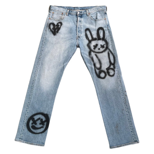 W36 redone Bunny graffiti Levis Pants
