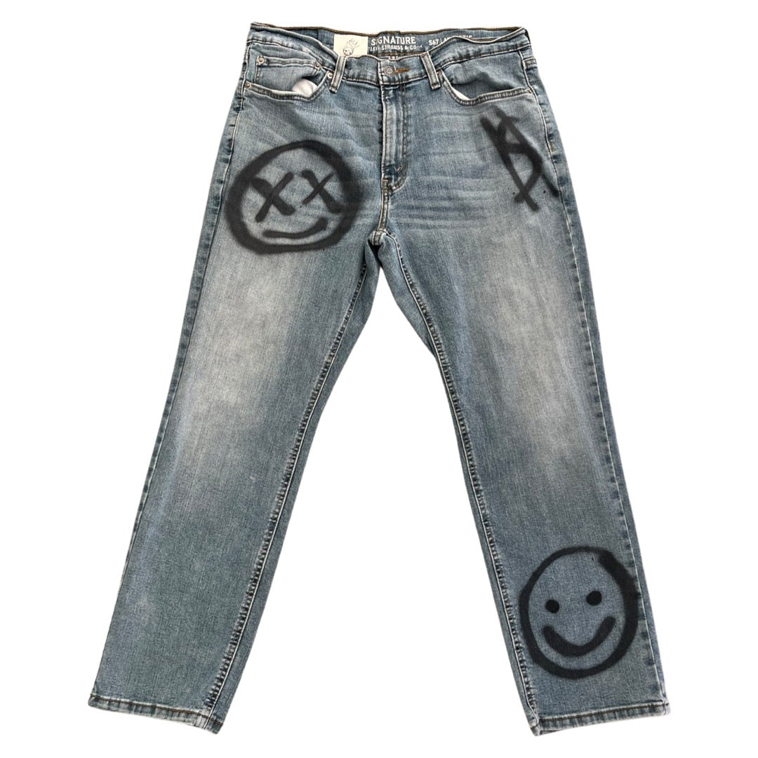 Grafitti Pants Bluejean smiley X smiley $